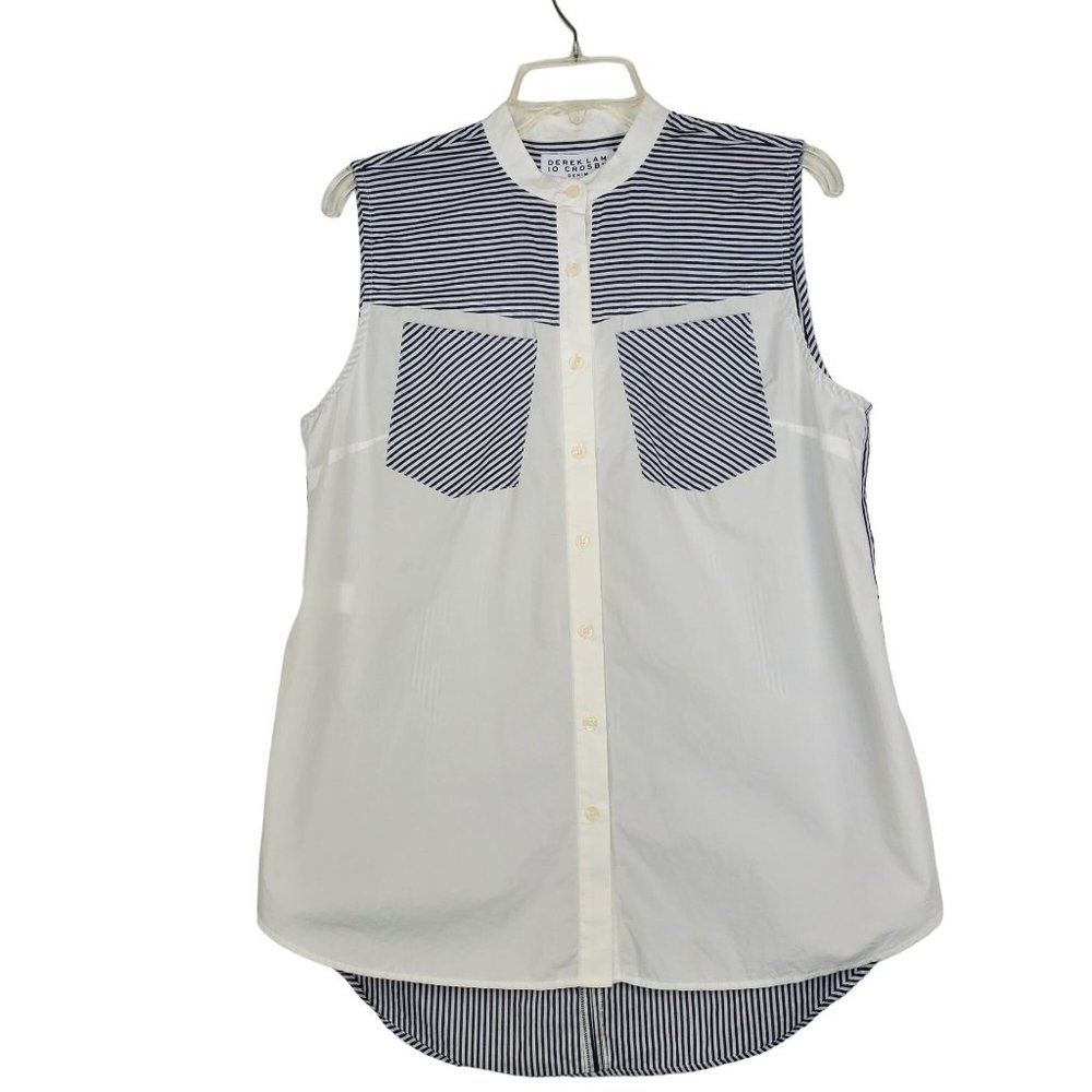 Derek Lam 10 Crosby Women top sz L button up sleeveless high low hem NWT